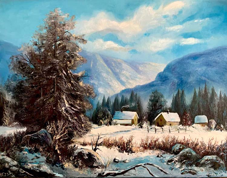 Зимен пейзаж картина – Зимно селце