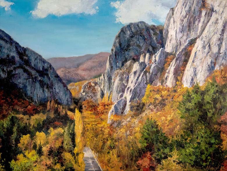 Есенен пейзаж картина – Поглед към Вратцата